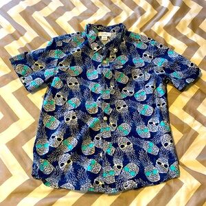 Button Down Shirt- Blue with Pineapples